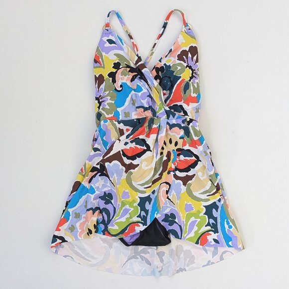 Anne Cole Skirted One-Piece Swim Dress, Multi, Women's 8 - Picture 1 of 3